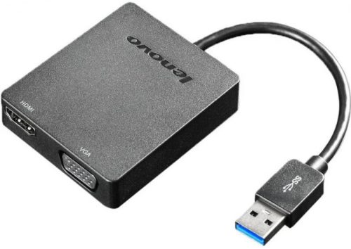 Lenovo USB 3.0 VGA/D-Sub + HDMI Átalakító Fekete 10cm (4X90H20061) - USB HUB